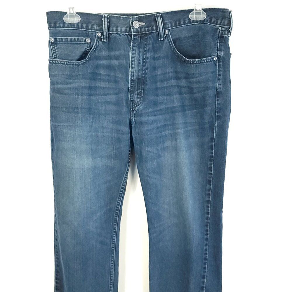 Levis 505 Mens 36x29 Blue Denim Jeans Distressed